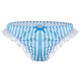 Satin Lace Candy Striper Blue Briefs
